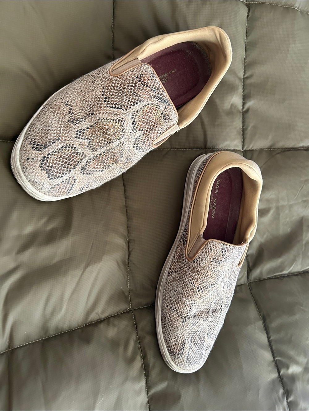 Mark Nason Slip On Snake Print & Textured Slip On Loafers/Sneakers